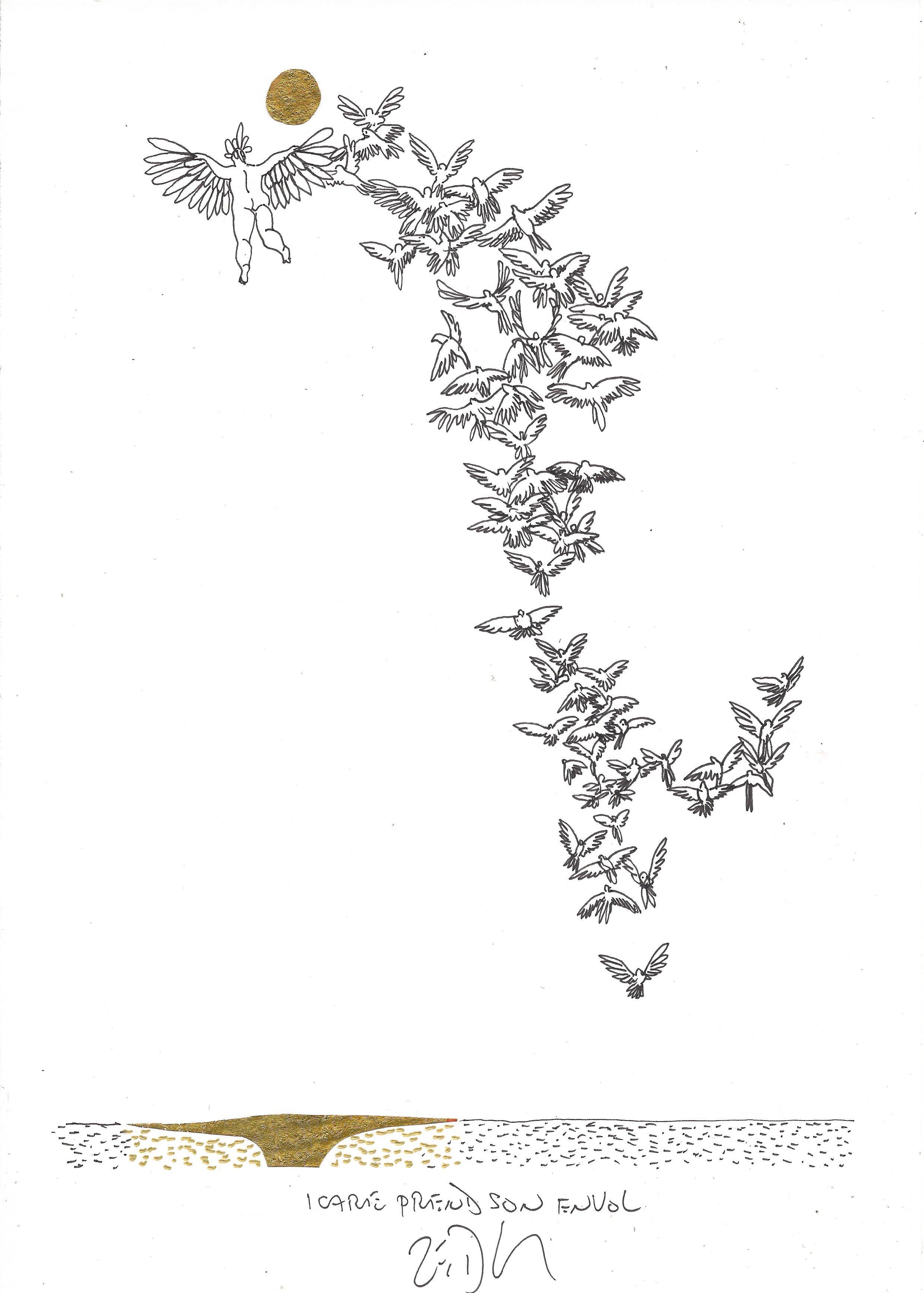 « Icarus begins his flight – Icare prend son envol »