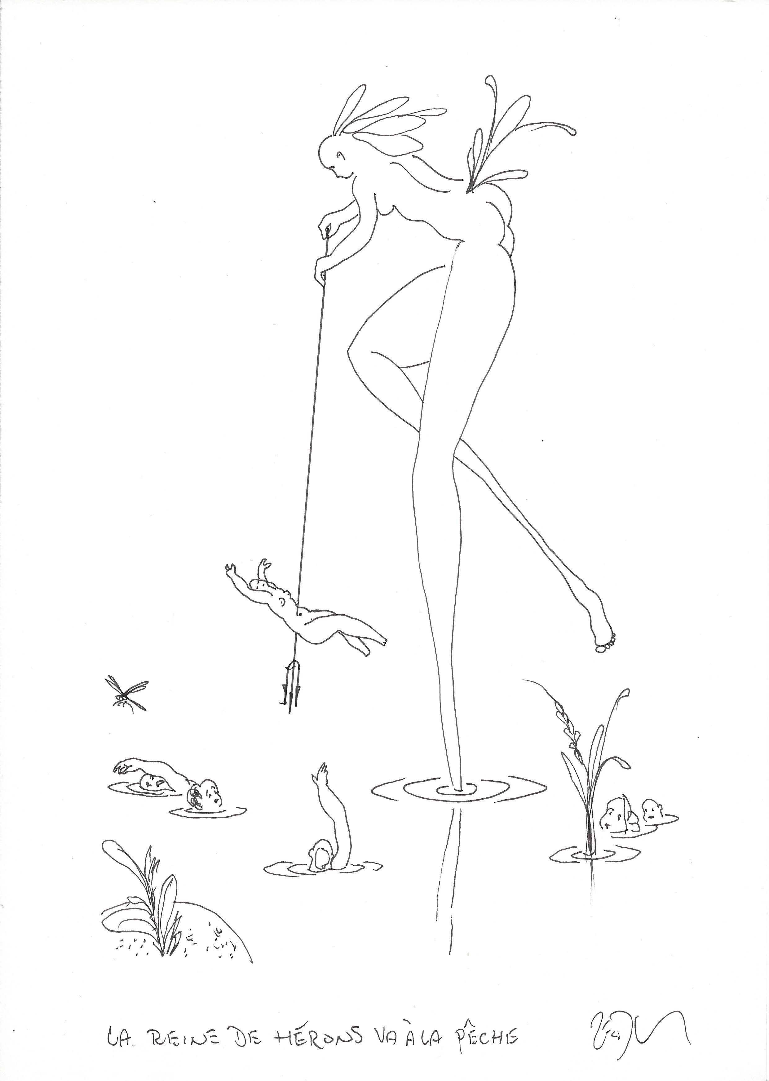 « The heron queen goes fishing – La reine de hérons va à la pêche »