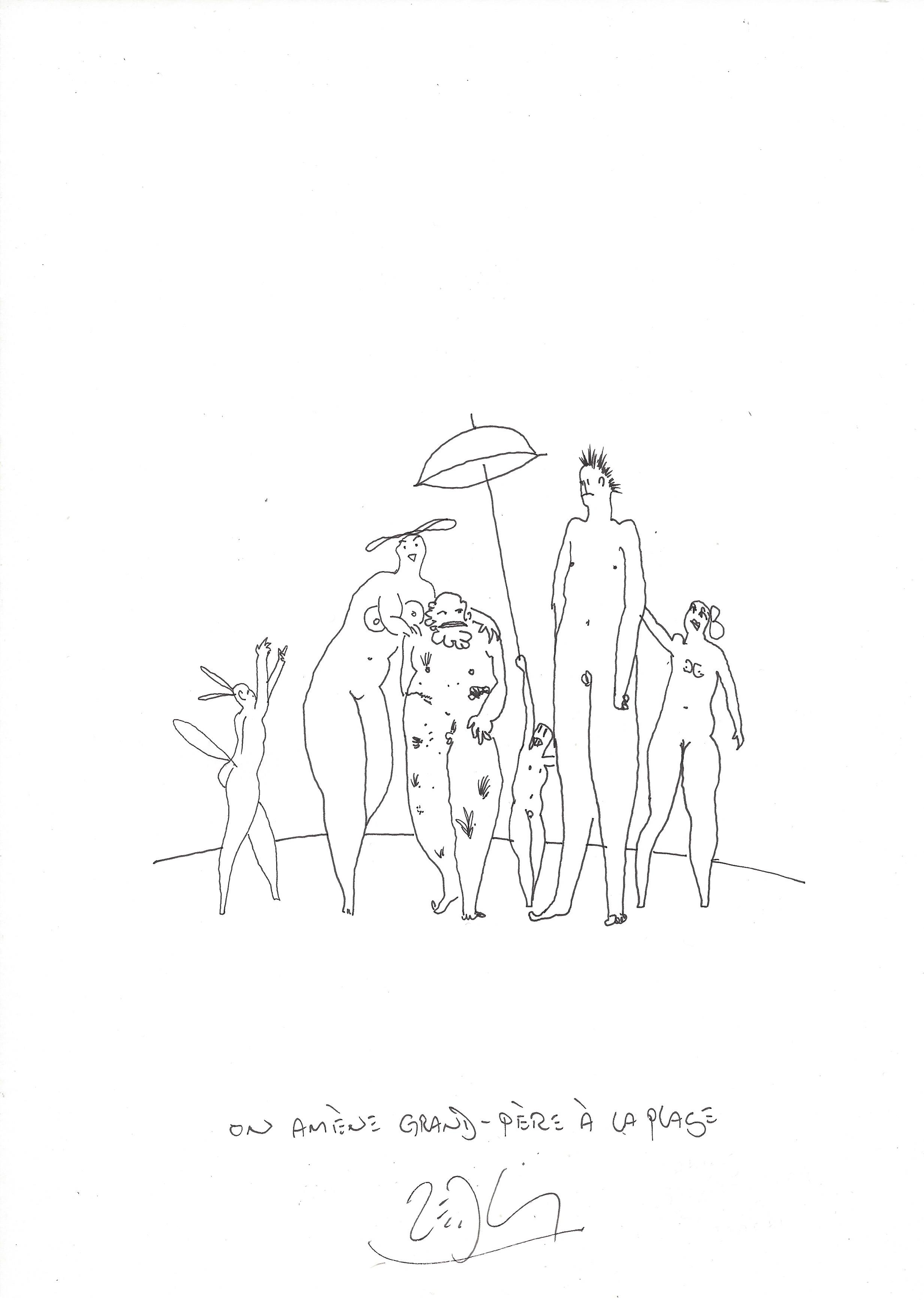 « Taking grandfather to the beach – On amène grand-père à la plage »