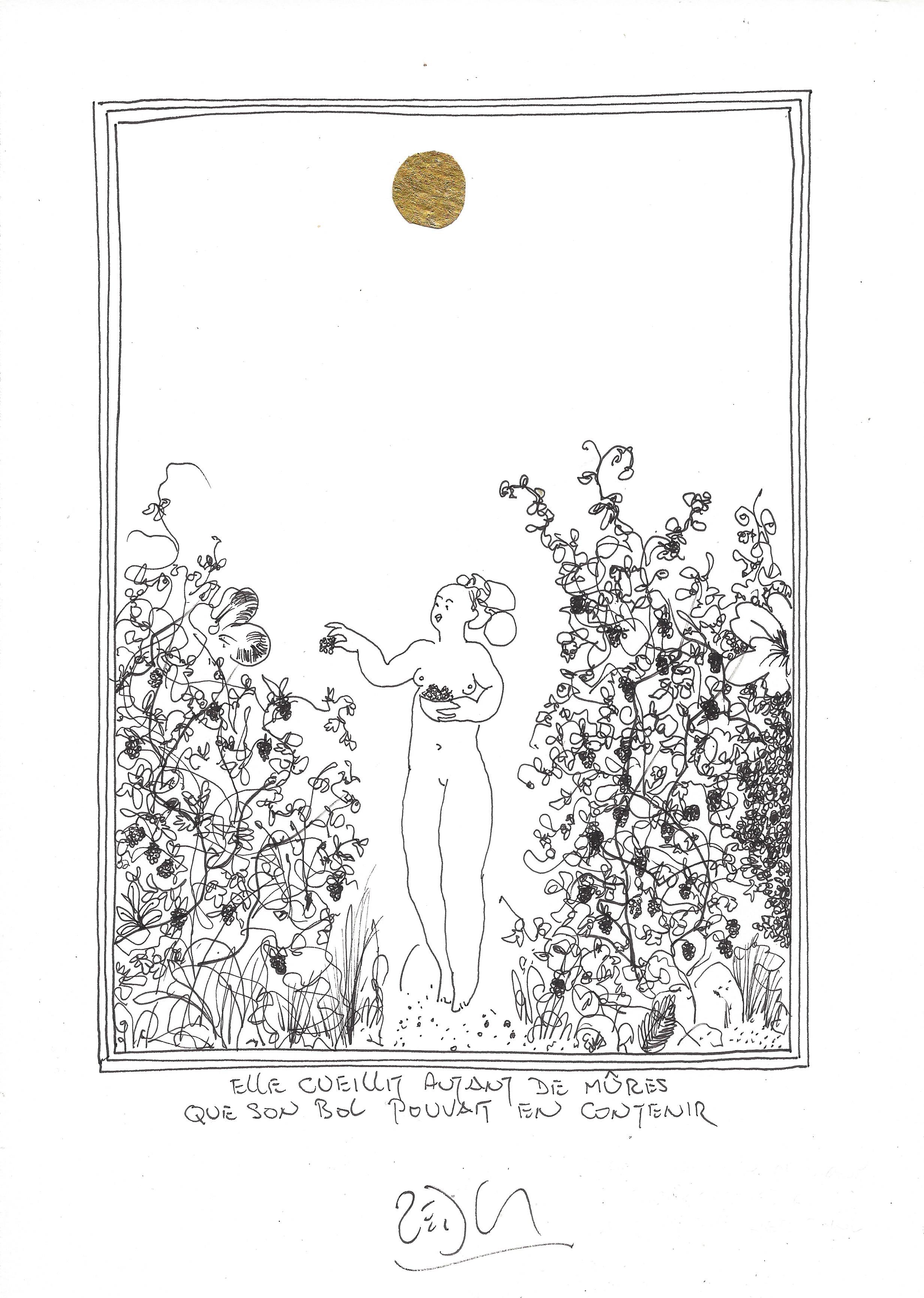 « She took only as many blackberries as would fill her bowl – Elle cueillit autant de mûres que son bol pouvait en contenir »