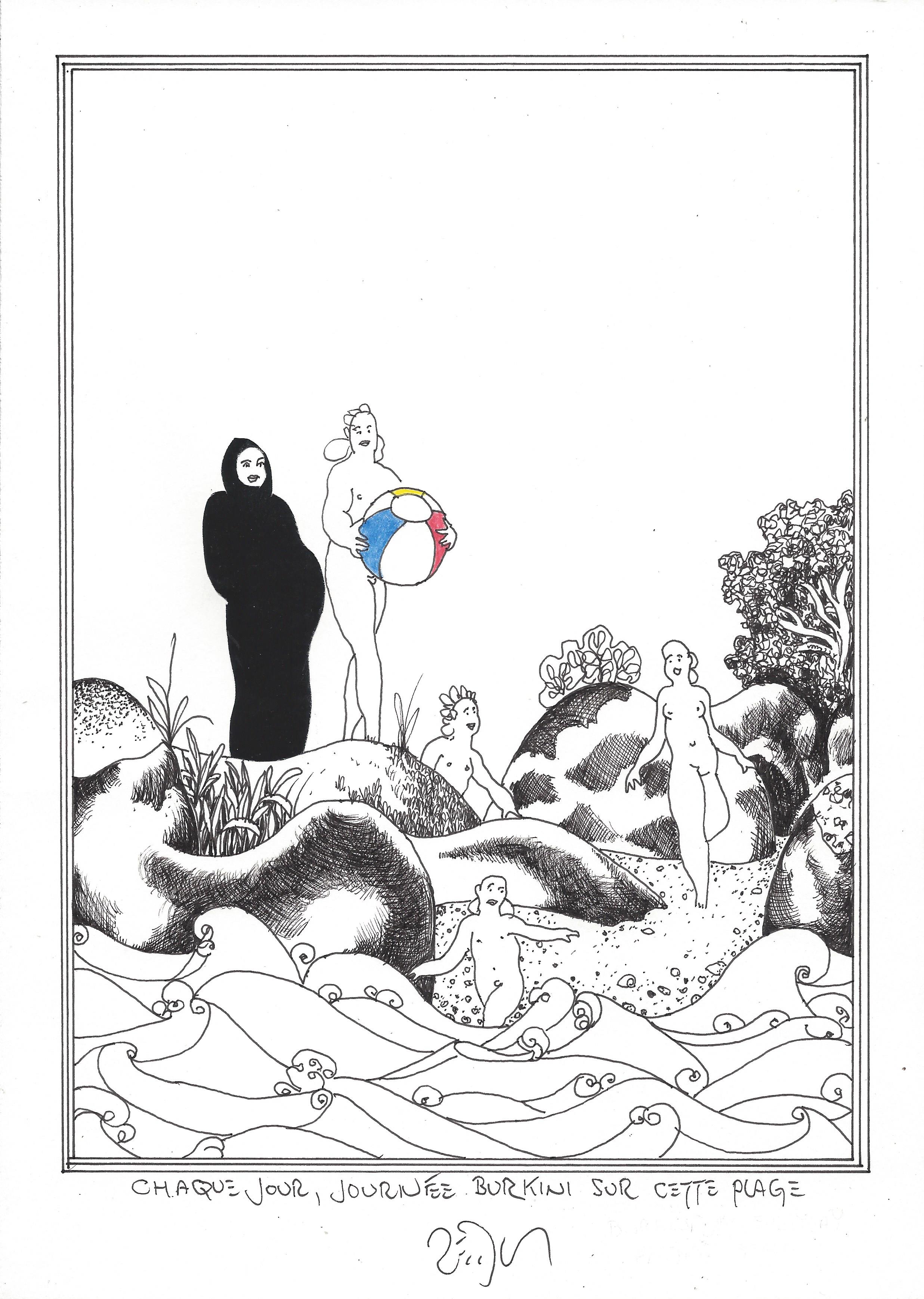 « Burkini day everyday at this beach – Chaque jour, journée burkini sur cette plage »