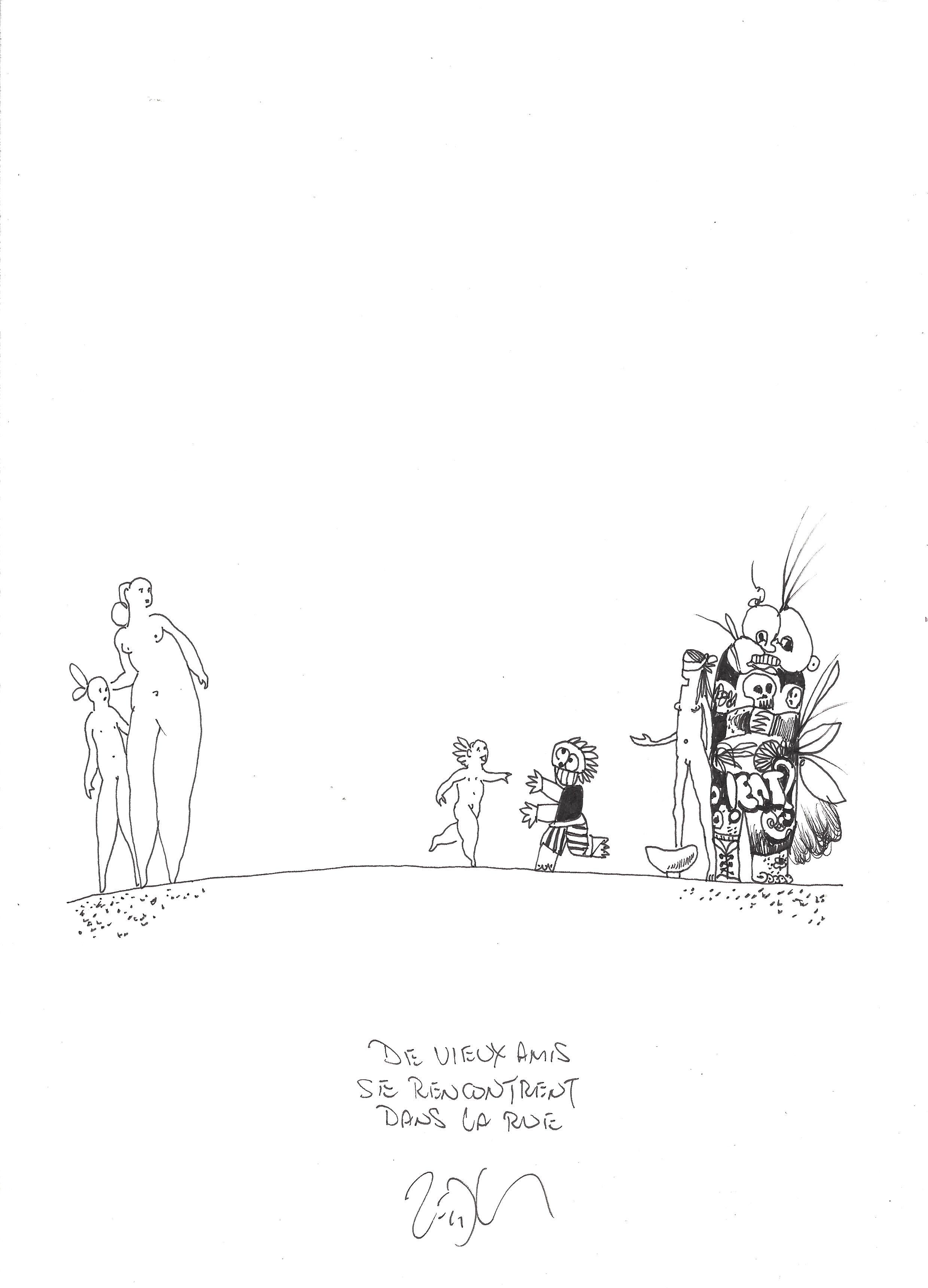 « Old friends meet on the street – De vieux amis se rencontrent dans la rue »