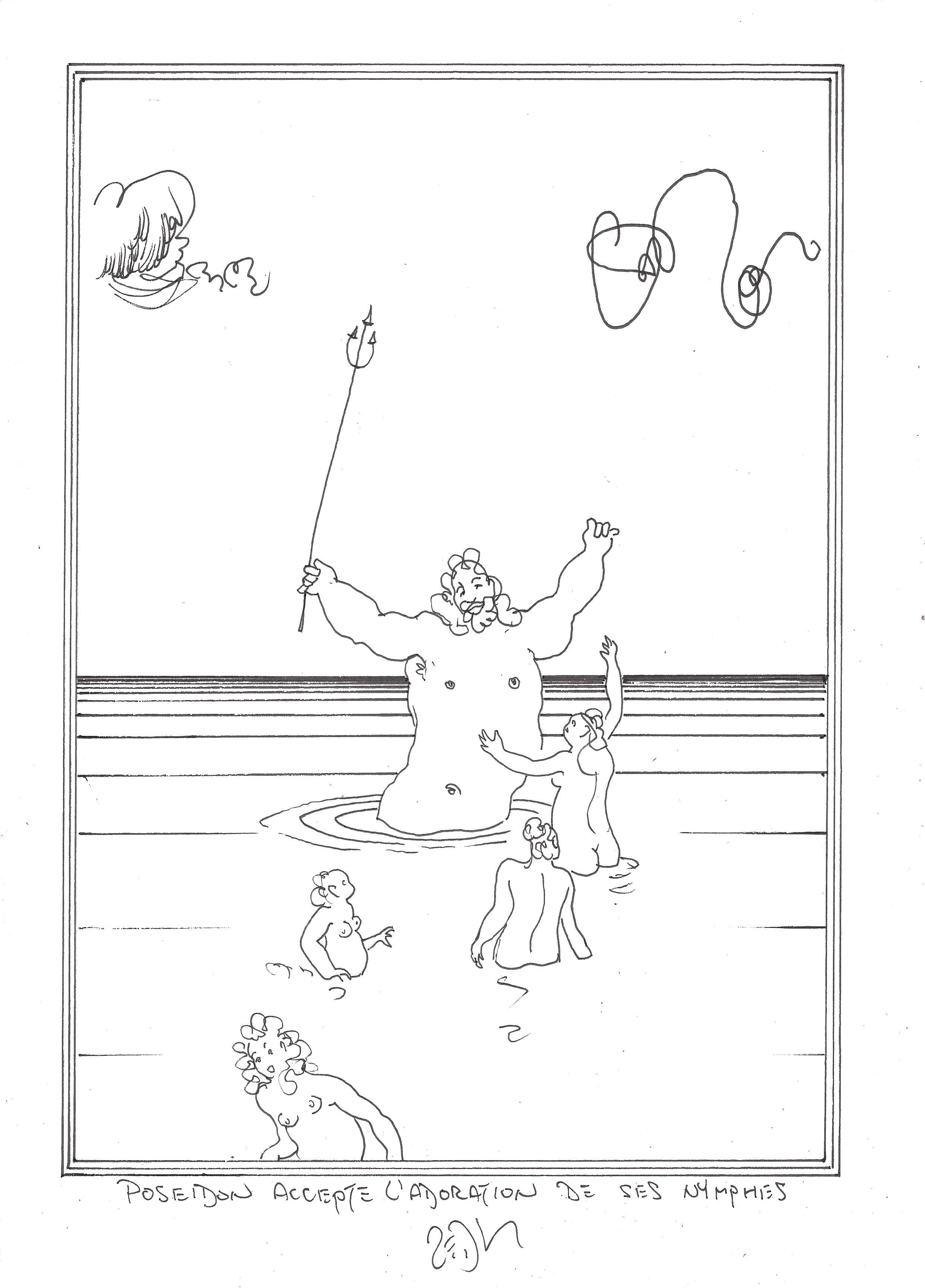 « Poseidon accepts the adoration of his nymphs – Poseidon accepte l’adoration de ses nymphes »