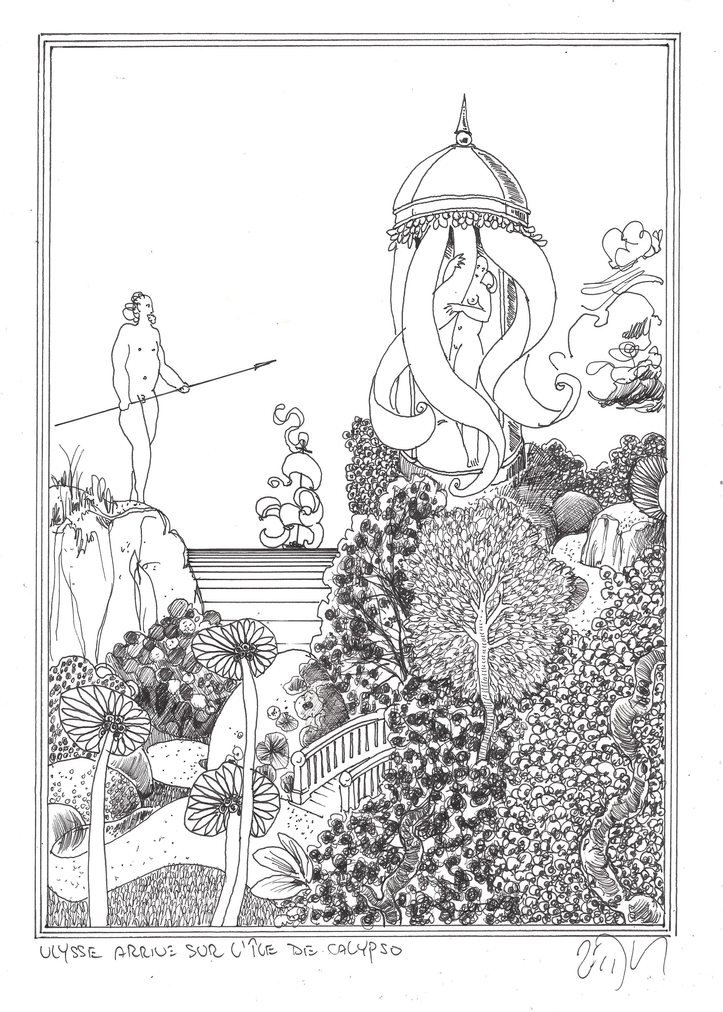 « Ulysses arrives on Calypso’s island – Ulysse arrive sur l’île de Calypso »