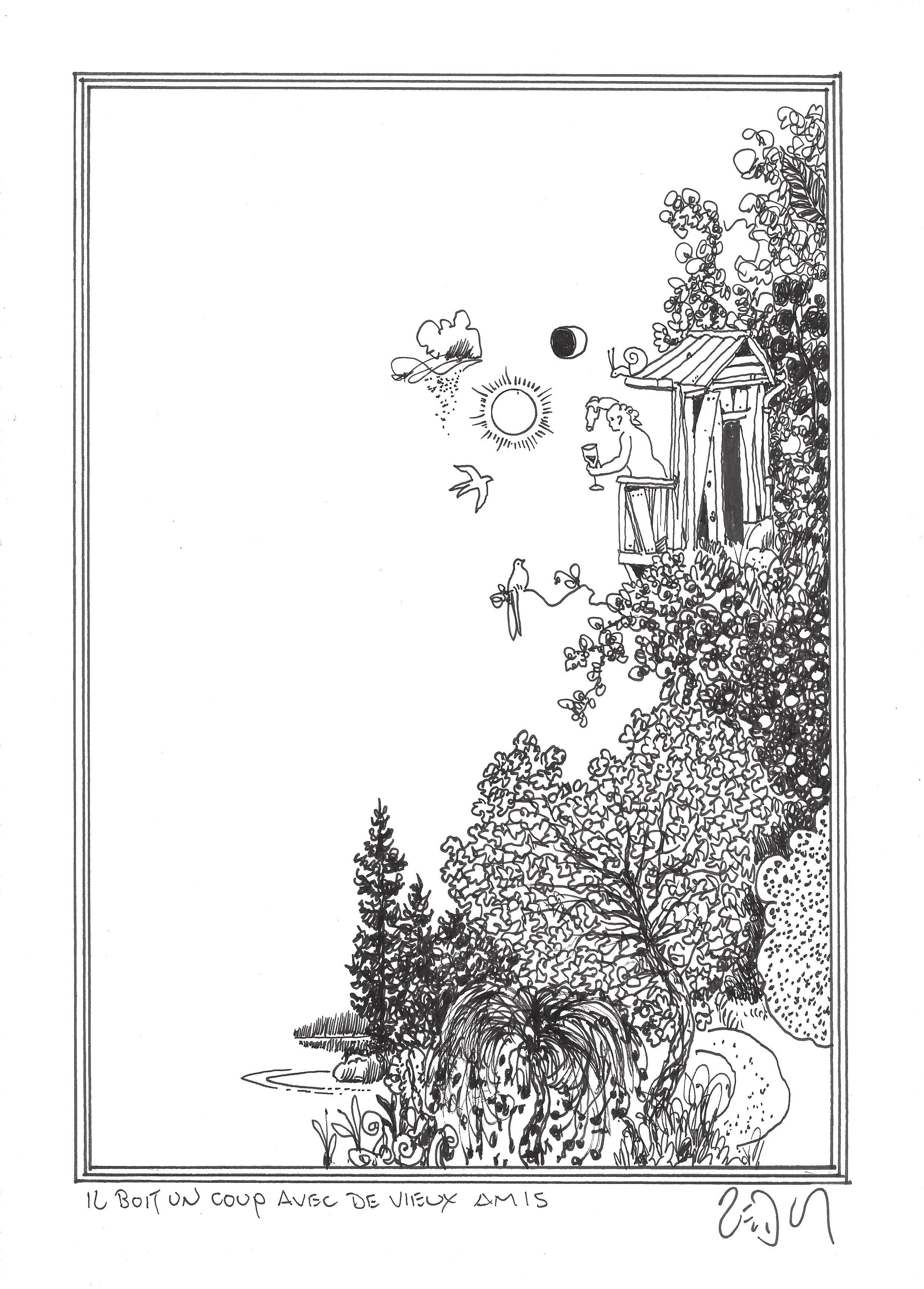 « Drinking with old friends – Il boit un coup avec de vieux amis »