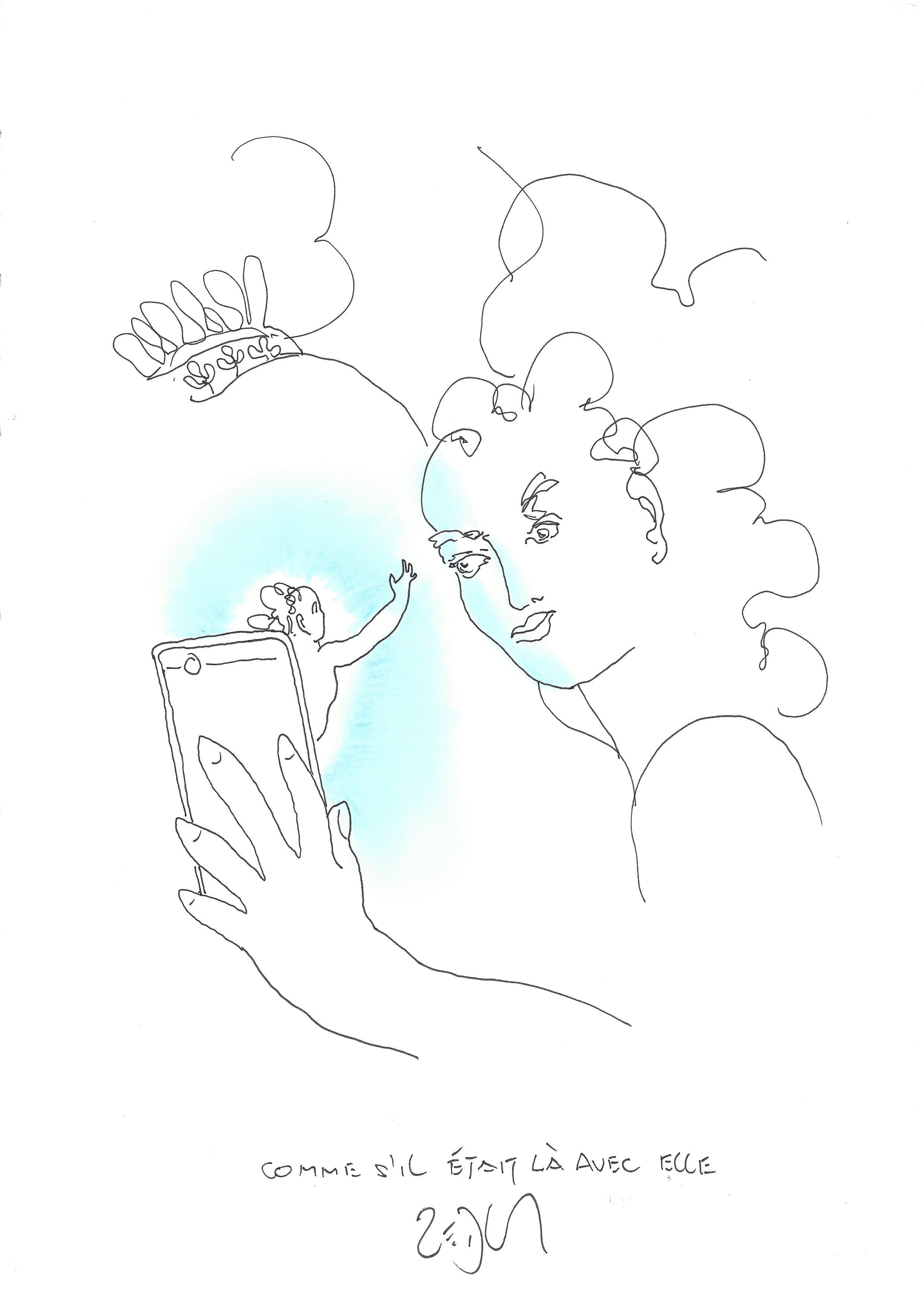 « As though he was right there with her – Comme s’il était là avec elle »