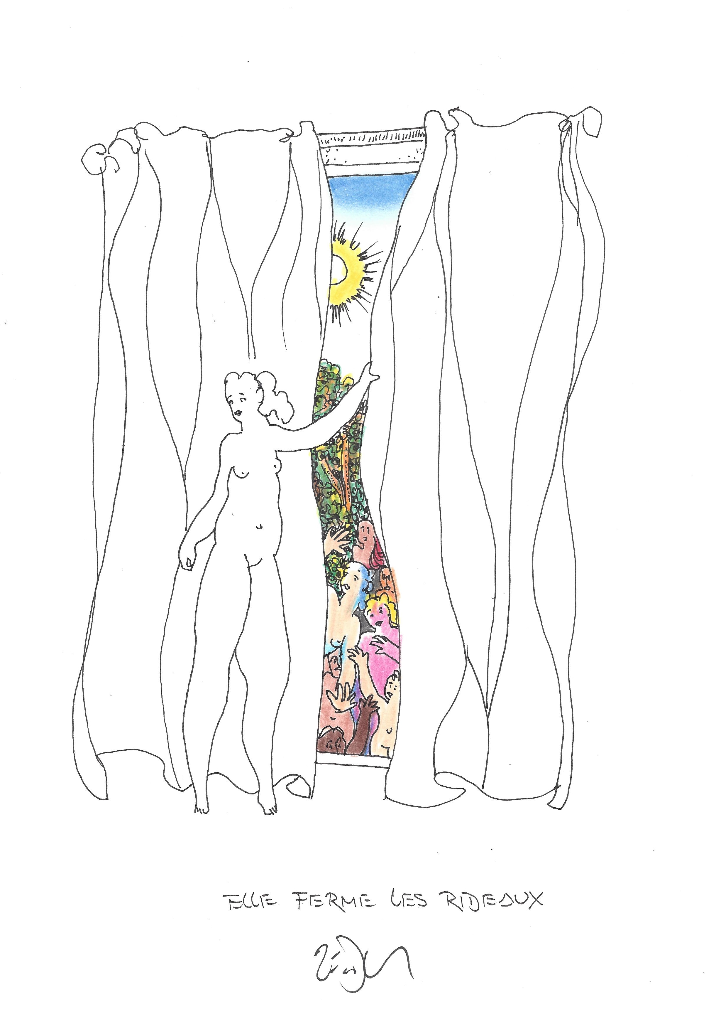 « Closing the curtains – Elle ferme les rideaux »