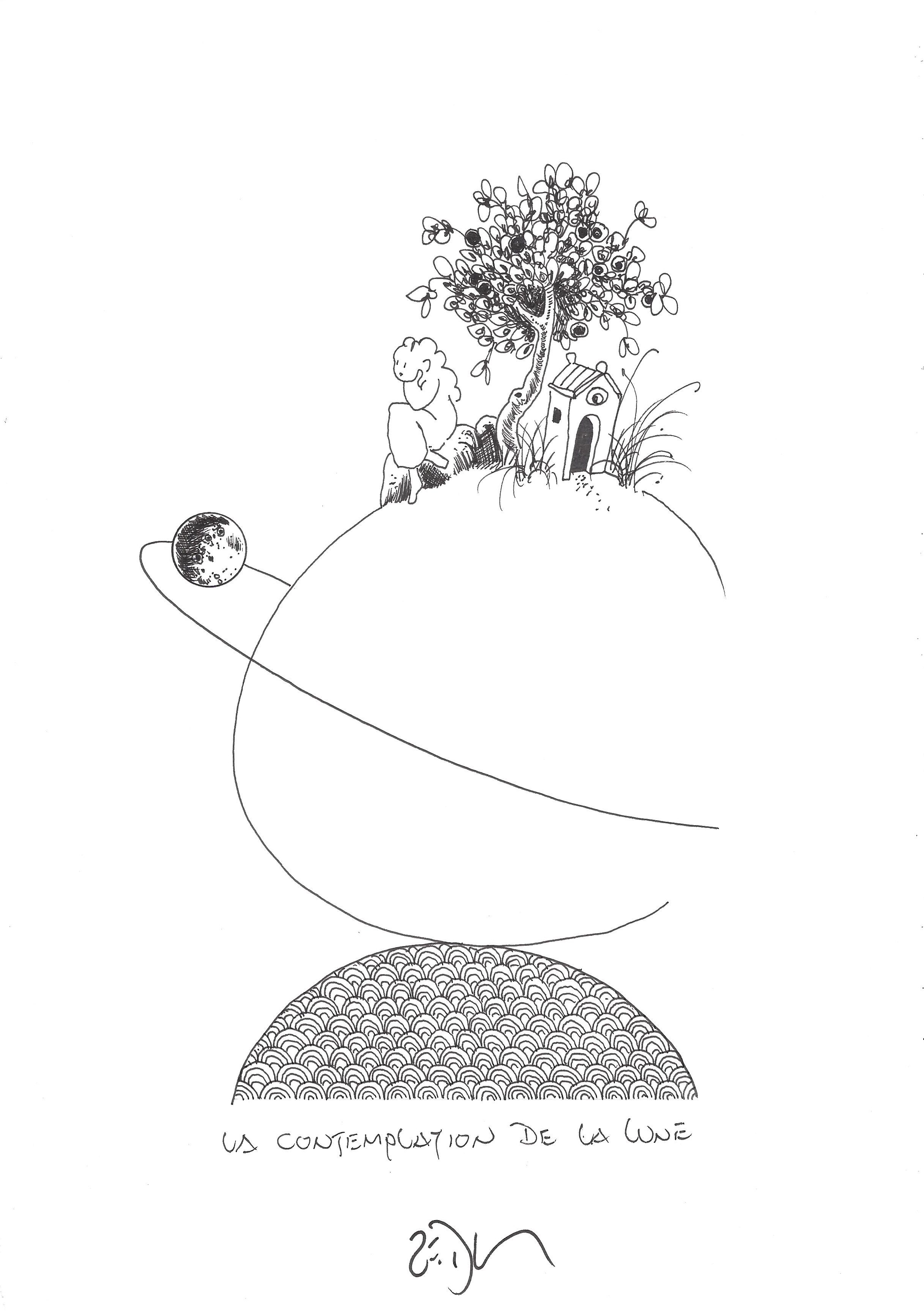 « Contemplating the moon – La contemplation de la lune »
