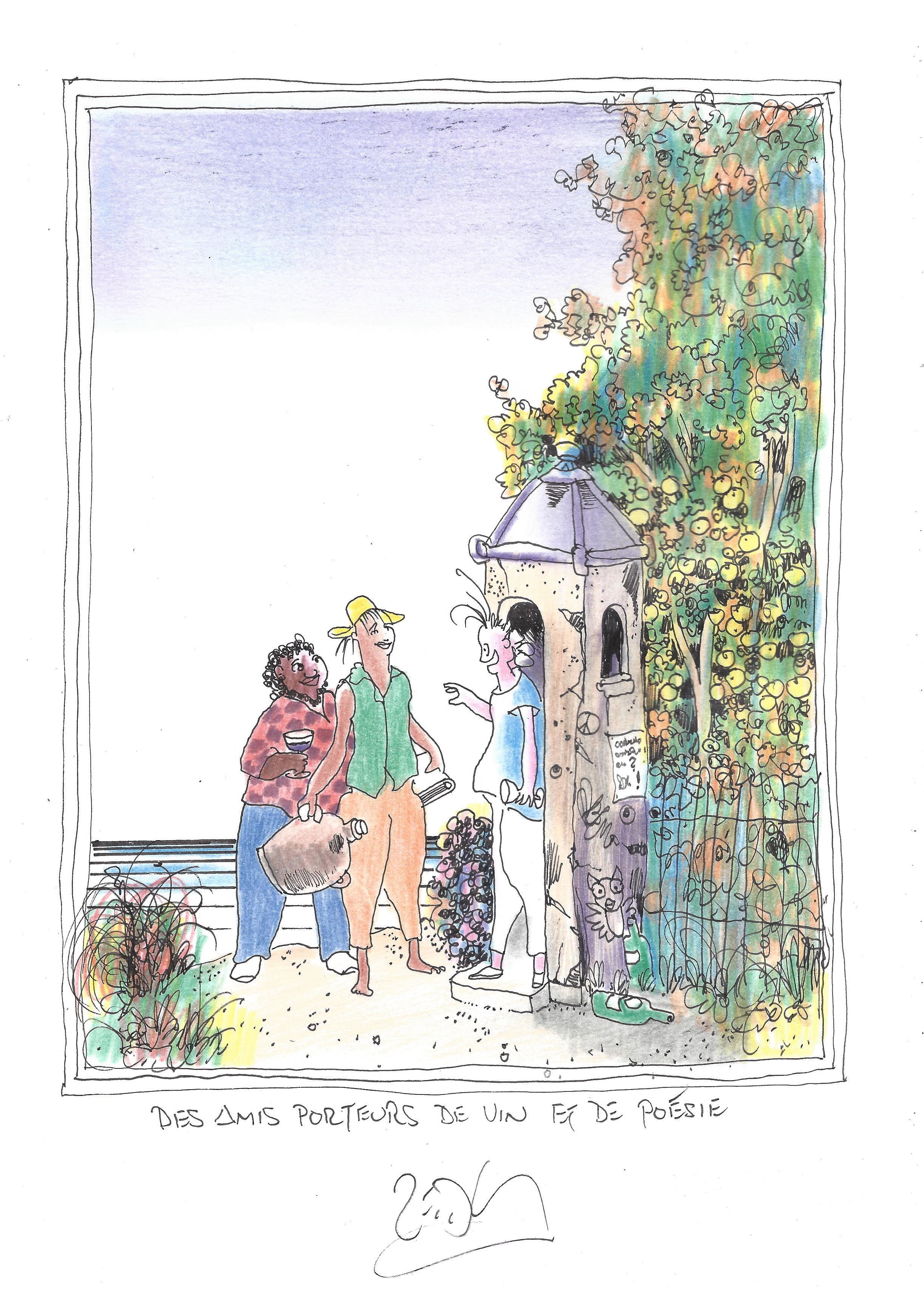 « Friends with wine and poetry – Des amis porteurs de vin de de poésie »