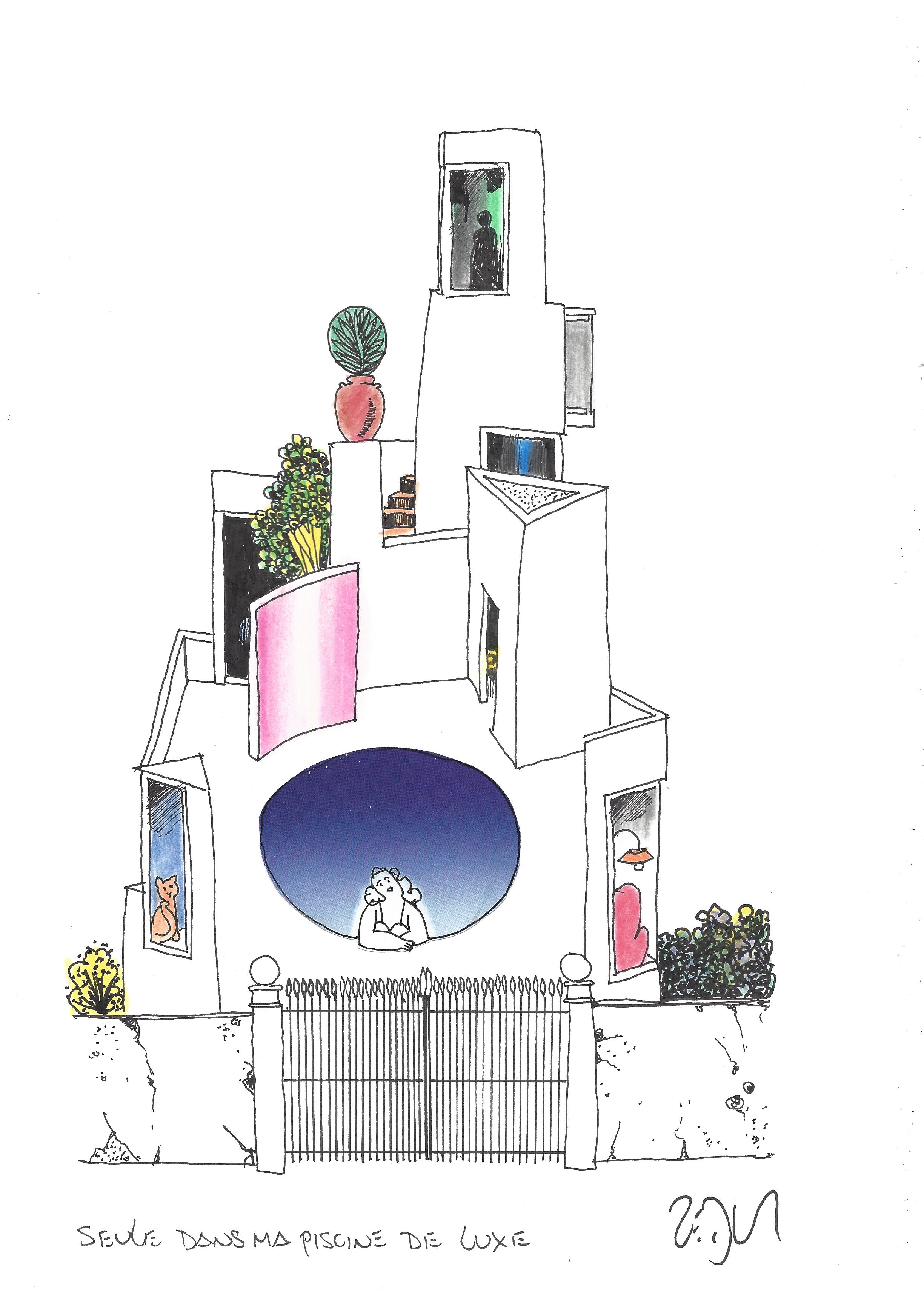 « Alone im my luxurious swimming pool – Seule dans ma piscine de luxe »