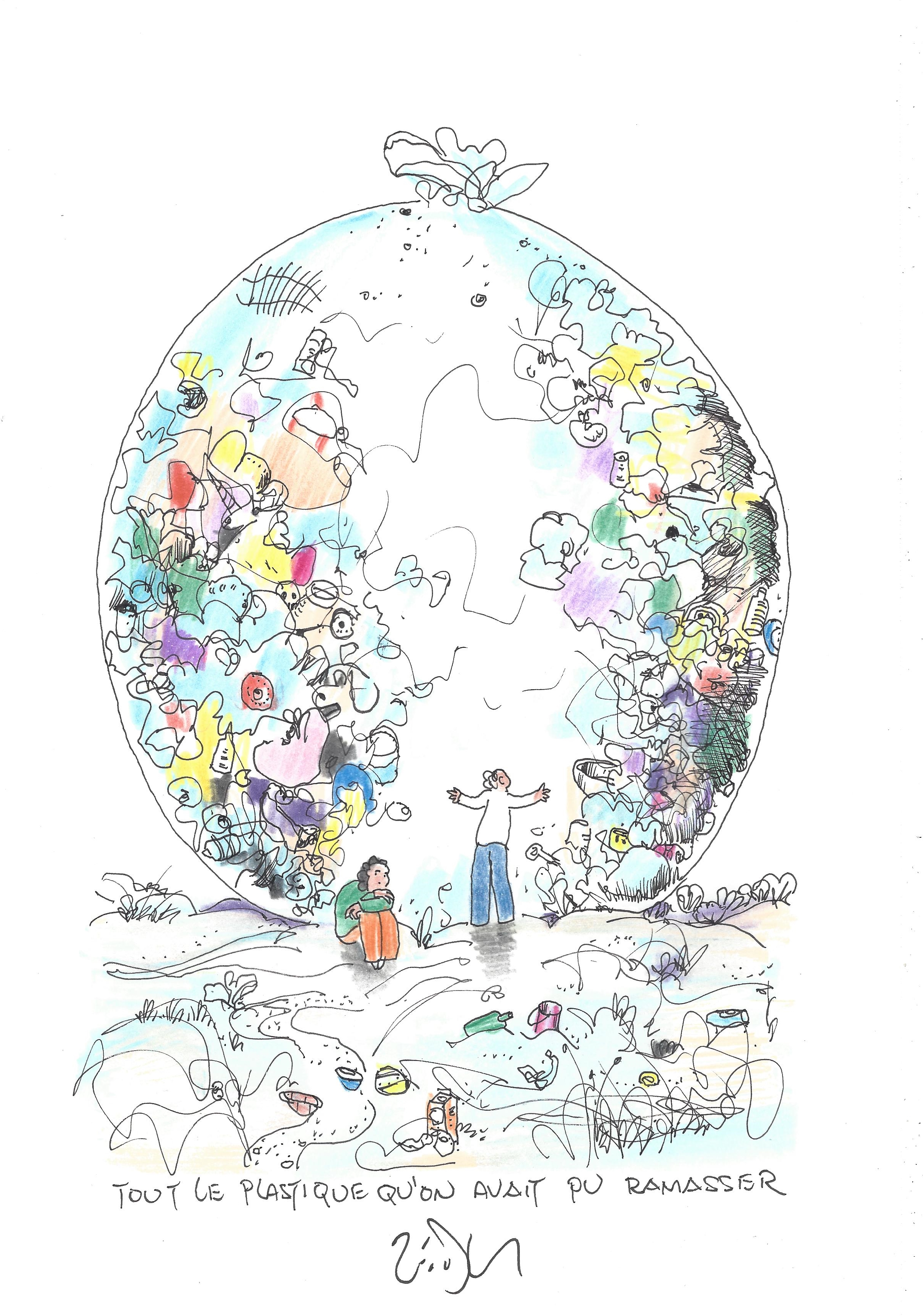 « All the plastic we could collect – Tout le plastique qu’on avait pu ramasser »