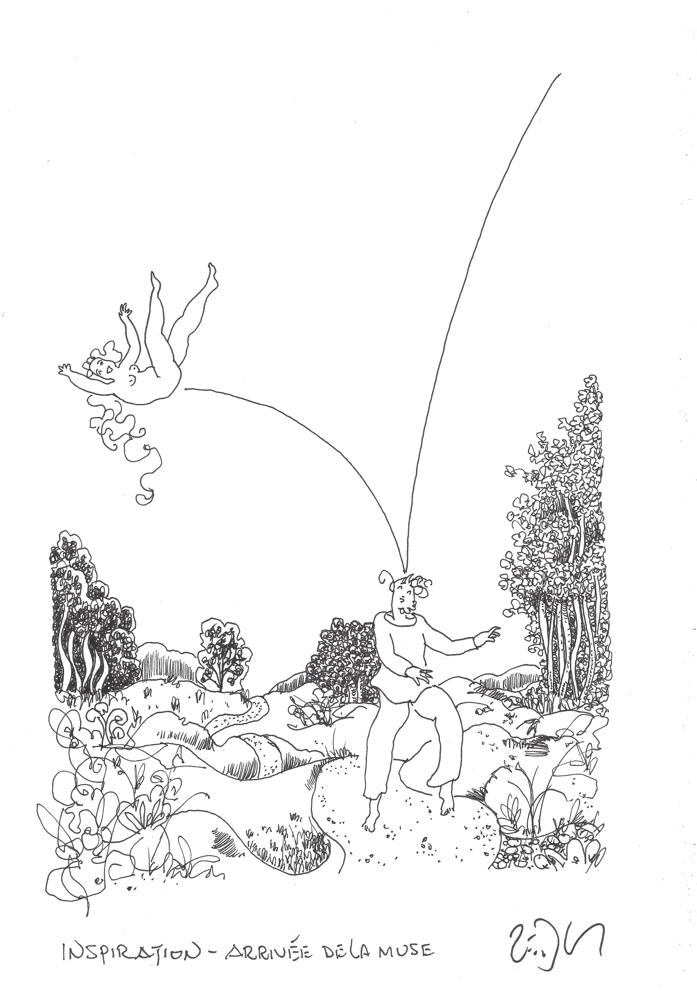 « Inspiration - arrival of the muse – Inspiration – arrivée de la muse »