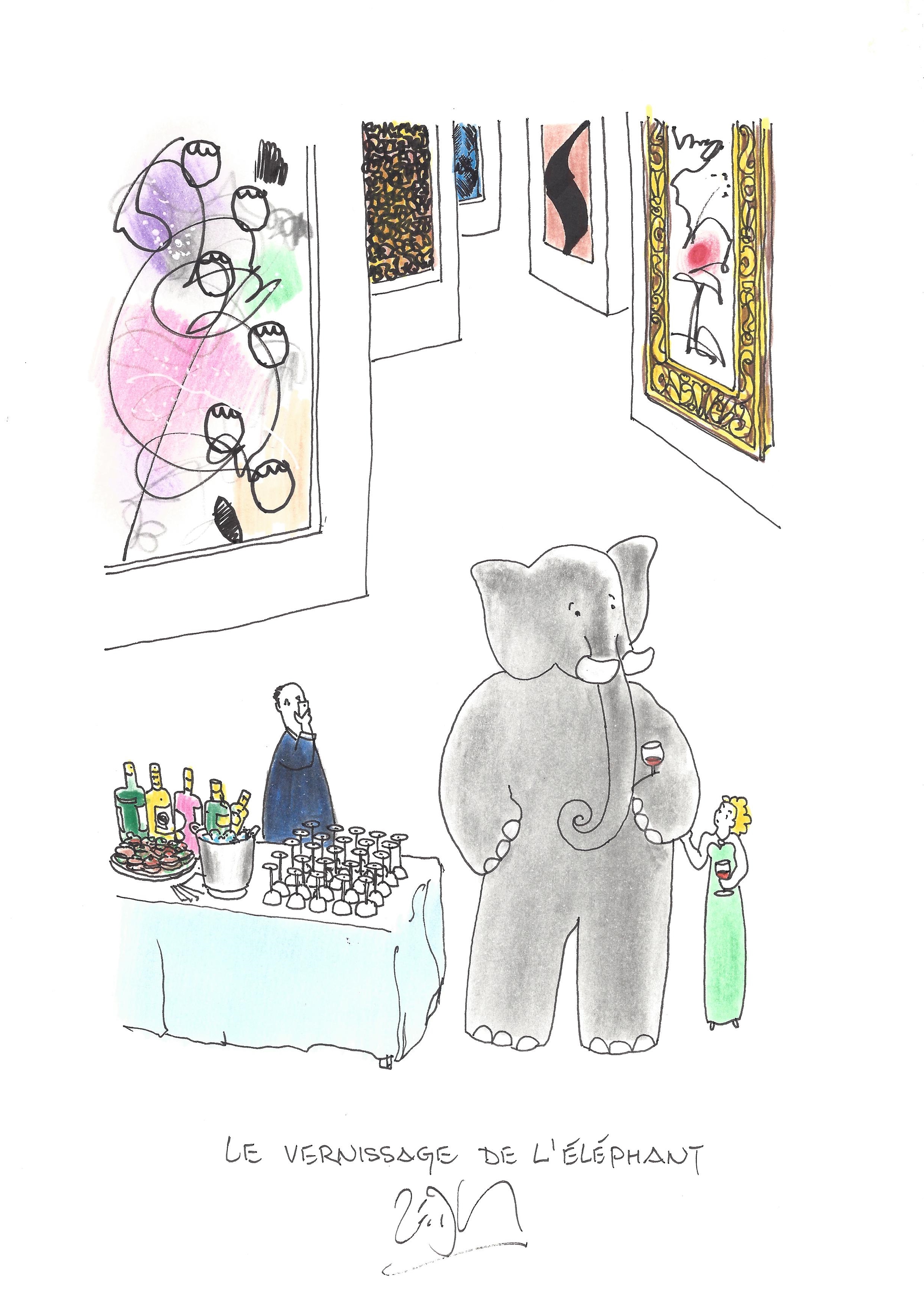 « The elephant’s art opening – Le vernissage de l’éléphant »