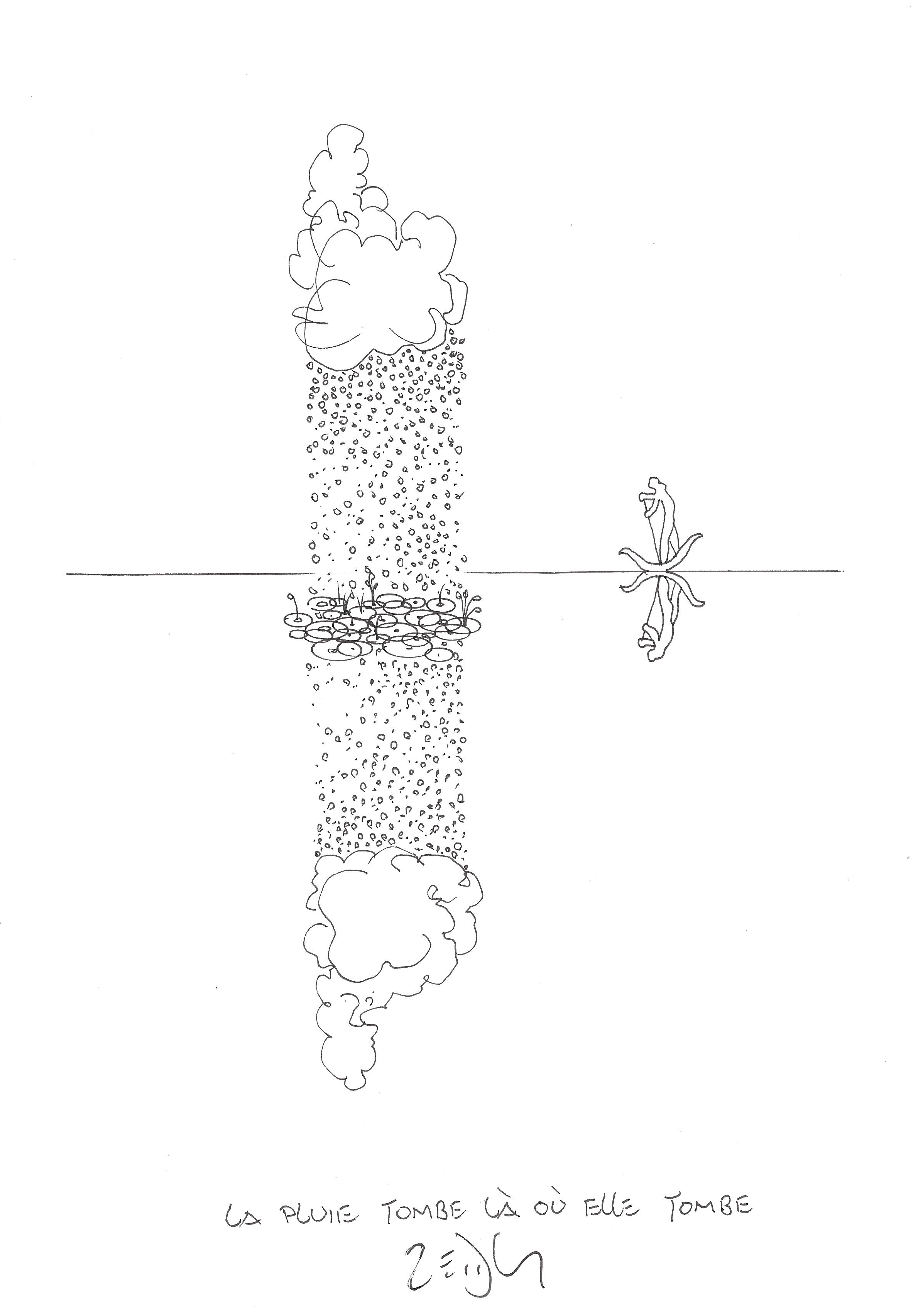« The rain falls where the rain falls – La pluie tombe là où elle tombe »
